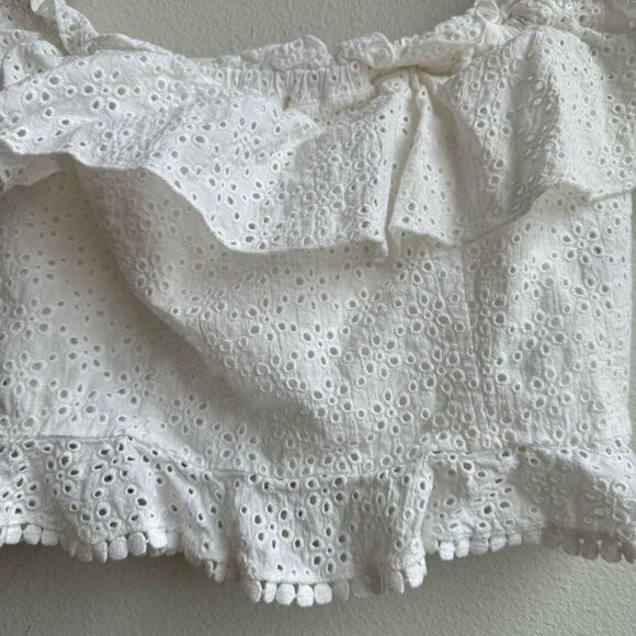 Revolve Majorelle Julianna White Eyelet Lace Off The Shoulder Blouse Size Small - Picture 3 of 8